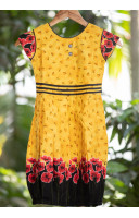 Yellow Printed Cotton Kids Dress (KR1208)